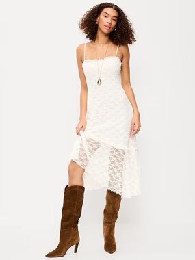 Old Navy White Lace Asymmetrical Slip Dress | Fairycore Boho Romantic Tall Large